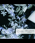 Parure petit drap plat + drap housse + taies rectangles satin de coton Hortensia bleu foncé