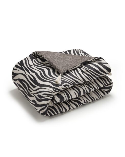 Steppdecke mit Quasten Black Zebra Dreams - 140x200 cm