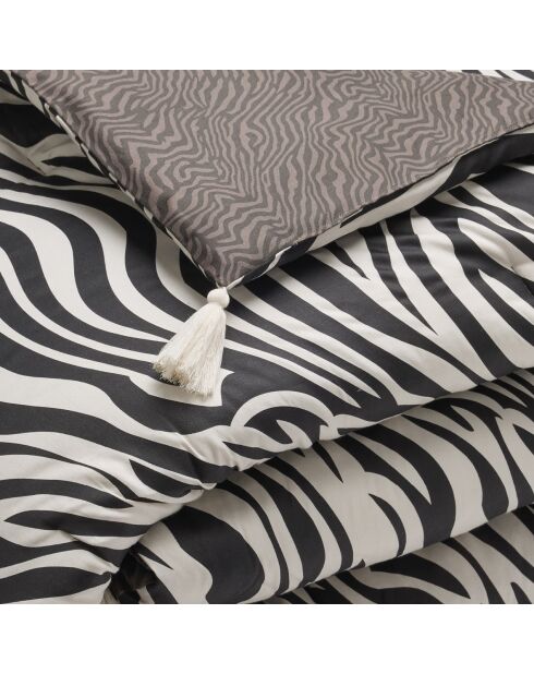Steppdecke mit Quasten Black Zebra Dreams - 140x200 cm