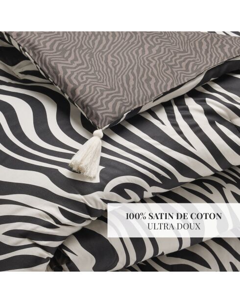 Steppdecke mit Quasten Black Zebra Dreams - 140x200 cm