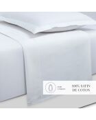 Maxi-Set Bettlaken + Spannbetttuch + rechteckige Kissenbezüge Baumwollsatin Uni Blanc 01