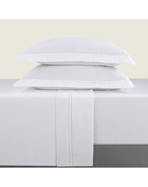 Parure petit drap plat + drap housse + taies rectangles satin de coton Paris blanc