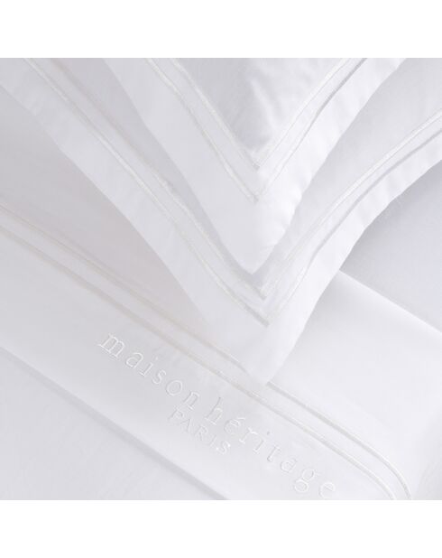 Parure petit drap plat + drap housse + taies rectangles satin de coton Paris blanc
