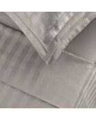 Parure petit drap plat + drap housse + taies rectangles satin de coton à rayures tissées Dobby Stripe Woven taupe