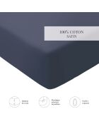 Drap-housse satin de coton Amélia bleu 04