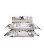 Parure petit drap plat + drap housse + taies rectangles satin de coton Jardin orné vert tilleul