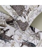 Parure petit drap plat + drap housse + taies rectangles satin de coton Jardin orné vert tilleul