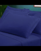 Lot de 2 taies d’oreiller satin de coton unies bleues 06