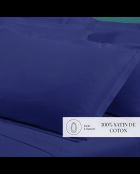 Lot de 2 taies d’oreiller satin de coton unies bleues 06