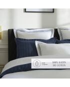Set aus 2 Kissenbezügen aus Baumwollsatin Paris dunkelblau/weiß - 50x70 cm