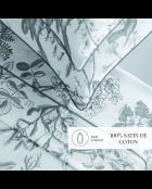 Set Bettlaken + Spannbetttuch + rechteckige Kissenbezüge aus Baumwollsatin, Kolibri, Schwarz und Grau