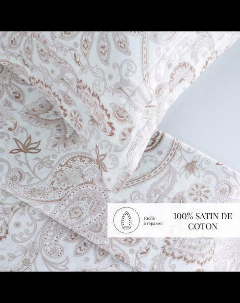 Maxi set lenzuolo piatto + lenzuolo con angoli + federe rettangolari in cotone indiano satinato taupe