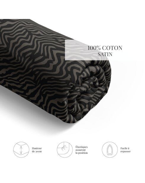 Lenzuolo con angoli elasticizzati in cotone satinato marrone zebra dreams