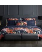 Taie d'oreiller satin de coton Fleur de miel bleu foncé
