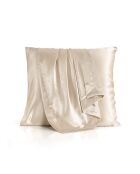 Funda de almohada Silence de seda beige - 63x63 cm