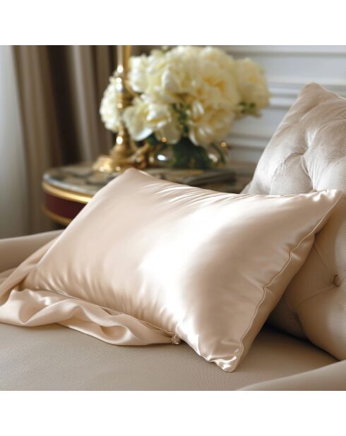 Silence Kissenbezug aus Seide, 63 x 63 cm, beige