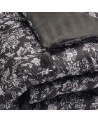 Steppdecke aus Baumwollsatin mit Quasten, schwarzes Damasttuch, 140 x 200 cm