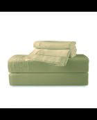 Parure petit drap plat + drap housse + taies rectangles satin de coton uni vert 07