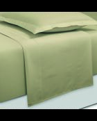 Parure petit drap plat + drap housse + taies rectangles satin de coton uni vert 07