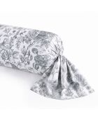 Taie de traversin satin de coton Fleurs esquissées grise - 43x210 cm