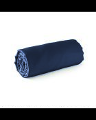 Einfarbiges blaues Spannbetttuch aus Baumwollsatin 11