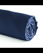 Einfarbiges blaues Spannbetttuch aus Baumwollsatin 11