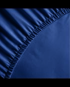 Einfarbiges blaues Spannbetttuch aus Baumwollsatin 11