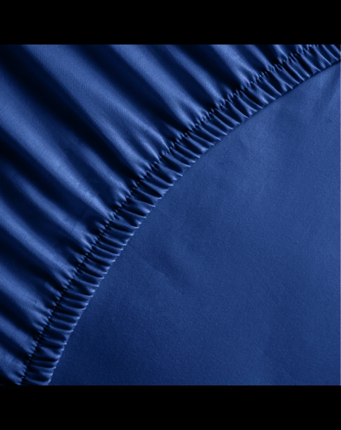 Einfarbiges blaues Spannbetttuch aus Baumwollsatin 11