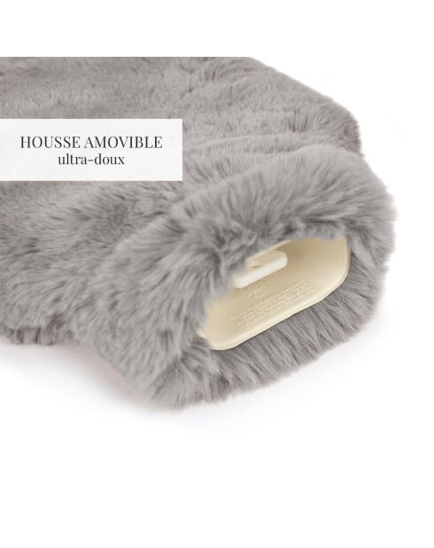 Bouillotte avec housse Uni grise - 20x33 cm