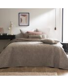 Couvre-lit corduroy Flower taupe - 220x250 cm