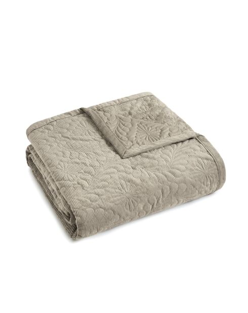 Couvre-lit corduroy Flower taupe - 220x250 cm