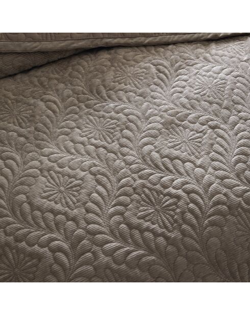 Couvre-lit corduroy Flower taupe - 220x250 cm