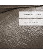 Couvre-lit corduroy Flower taupe - 220x250 cm