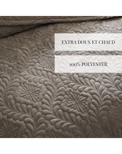 Couvre-lit corduroy Flower taupe - 220x250 cm