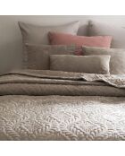 Couvre-lit corduroy Flower taupe - 220x250 cm