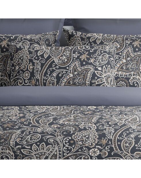 Juego de 2 fundas de almohada de satén de algodón indio gris/topo, 2 x 50 x 70 cm