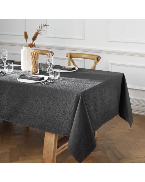 Mantel tejido en jacquard barroco gris oscuro