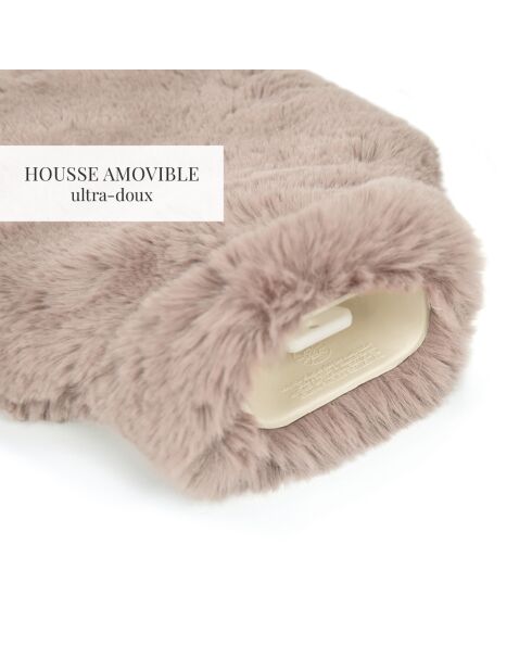 Bouillotte avec housse Uni rose clair - 20x33 cm