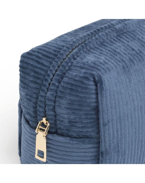 Pochette in velluto a coste blu Uni - 15x10x10 cm