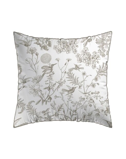 Set aus 2 Kissenbezügen aus Baumwollsatin Molibri mit Blumenmuster in Taupe