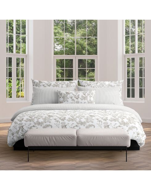Set aus 2 Kissenbezügen aus Baumwollsatin Molibri mit Blumenmuster in Taupe