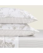 Set aus 2 Kissenbezügen aus Baumwollsatin Molibri mit Blumenmuster in Taupe