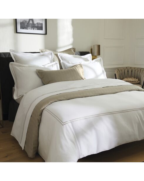 Custodia Paris in raso di cotone taupe/bianco - 43x210 cm