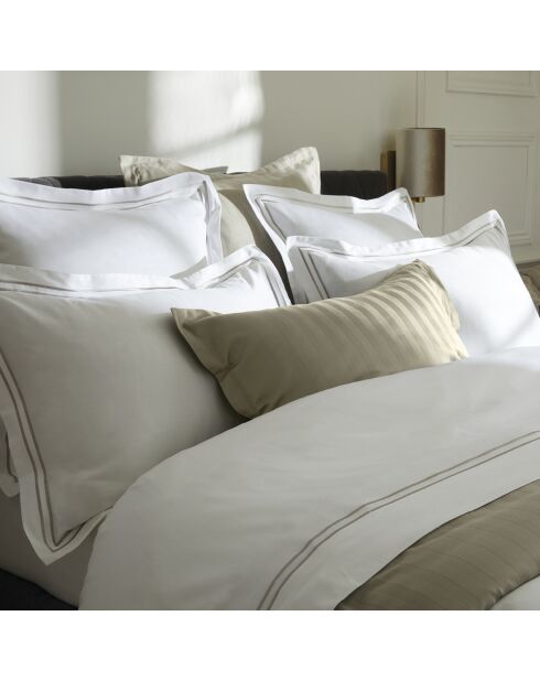 Custodia Paris in raso di cotone taupe/bianco - 43x210 cm