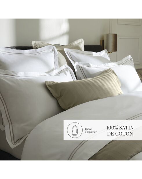 Custodia Paris in raso di cotone taupe/bianco - 43x210 cm