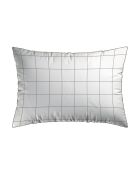 Set aus 2 Kissenbezügen aus Baumwollsatin, Weiß/Taupe, kariert, 2 Stück (50 x 70 cm)