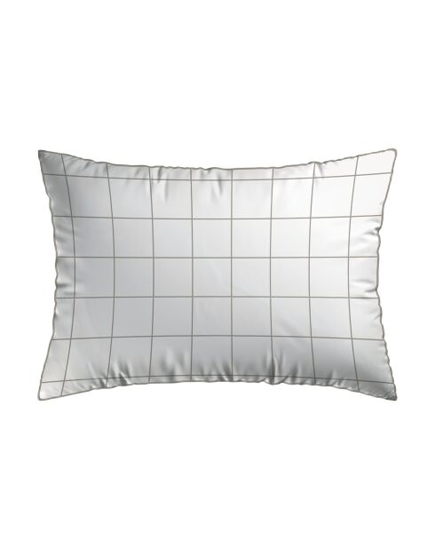 Set aus 2 Kissenbezügen aus Baumwollsatin, Weiß/Taupe, kariert, 2 Stück (50 x 70 cm)