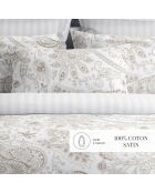Set aus 2 taupefarbenen Kissenbezügen aus indischem Baumwollsatin — 2 Stück (50 x 70 cm)