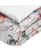 Steppdecke mit Quasten Leuchtende Blumen weiß - 140x200 cm