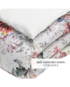 Steppdecke mit Quasten Leuchtende Blumen weiß - 140x200 cm